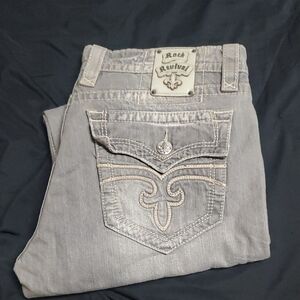 Rock Revival Light Gray Patch Detail Jeans